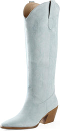 Cowgirl Boots Women Knee High Pointed Toe Block Heel - Versatile flair