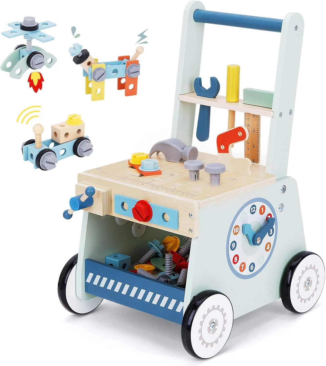 2-in-1 Baby Push Walker - Educational Tool Toy for Toddlers