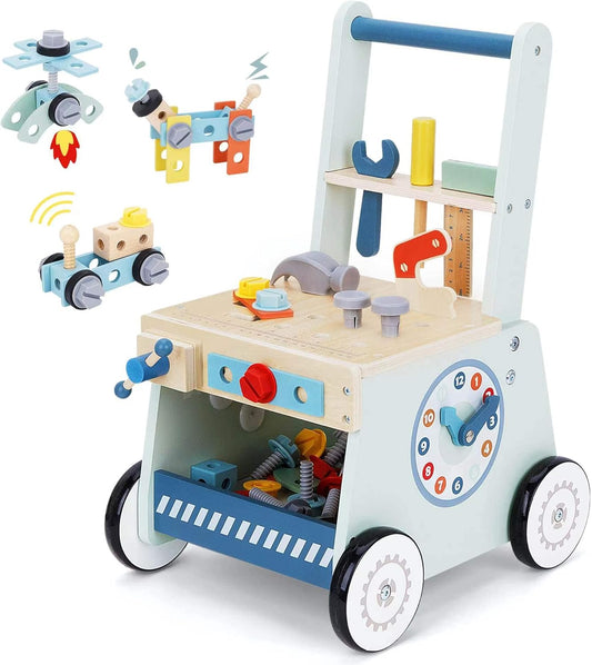 2-in-1 Baby Push Walker - Educational Tool Toy for Toddlers