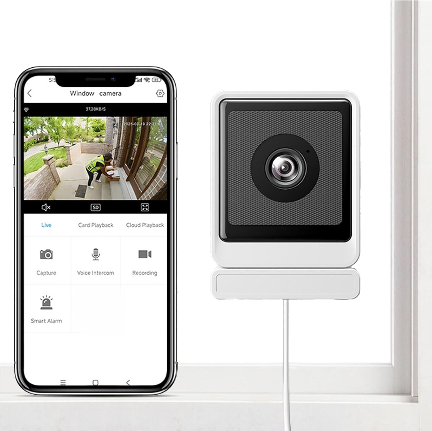 Window Cameras for Home Security with Night Vision & Audio