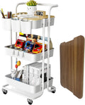 3 Tier Rolling Cart with Metal Handle - Versatile Storage Cart