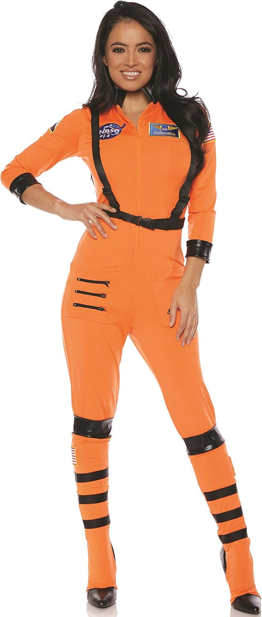 Underwraps Womens Orange Sexy Space Suit for Halloween