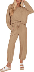 KIRUNDO Lounge Sets for Women Ribbed Knit Tracksuit - Cozy Travel Set