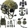 Airsoft Fast Helmet Set with Tactical Headset and Cover - Adjustable