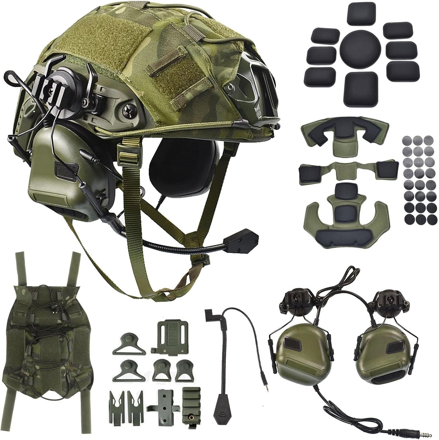 Fast Helmet Set w/ Military Headset - Adjustable Size for Adults & Teens