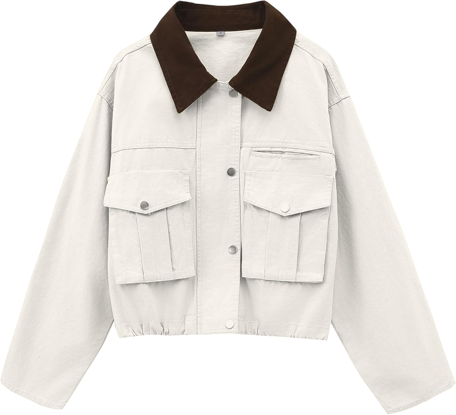 Womens Cropped Jacket with Contrast Collar for Stylish Outfits