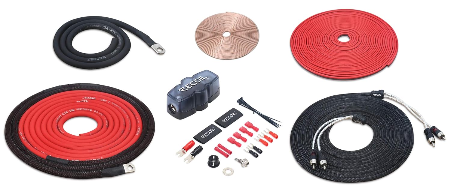 Recoil PCK8 True 8 Gauge Amplifier Wiring Kit for Subwoofers