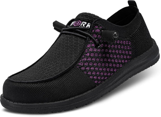 LARNMERN Steel Toe Loafers for Women - Lightweight Safety Shoes
