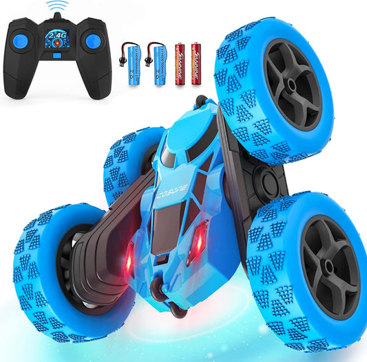 4WD 2.4GHz RC Car - Double-Sided 360 Rotation - LED Lights - Blue