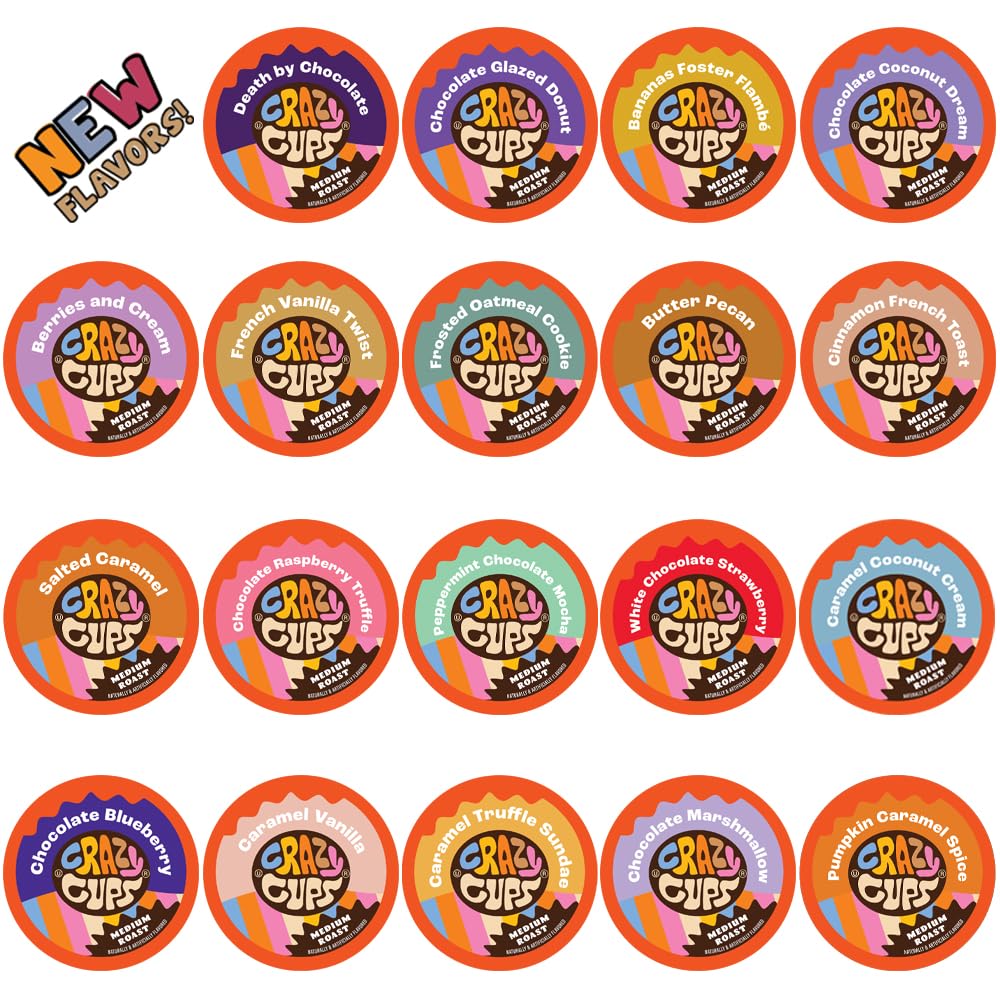Crazy Cups Variety Pack - 20 Flavored Coffee Pods