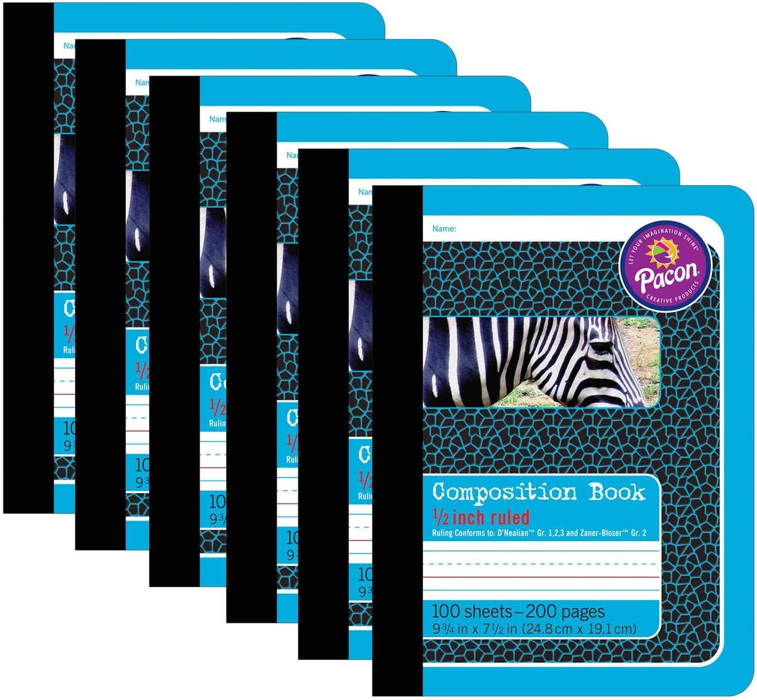Pack of 6 Primary Composition Books by Pacon, Ideal for D'Nealian/Zaner-Bloser, 100 Sheets Each