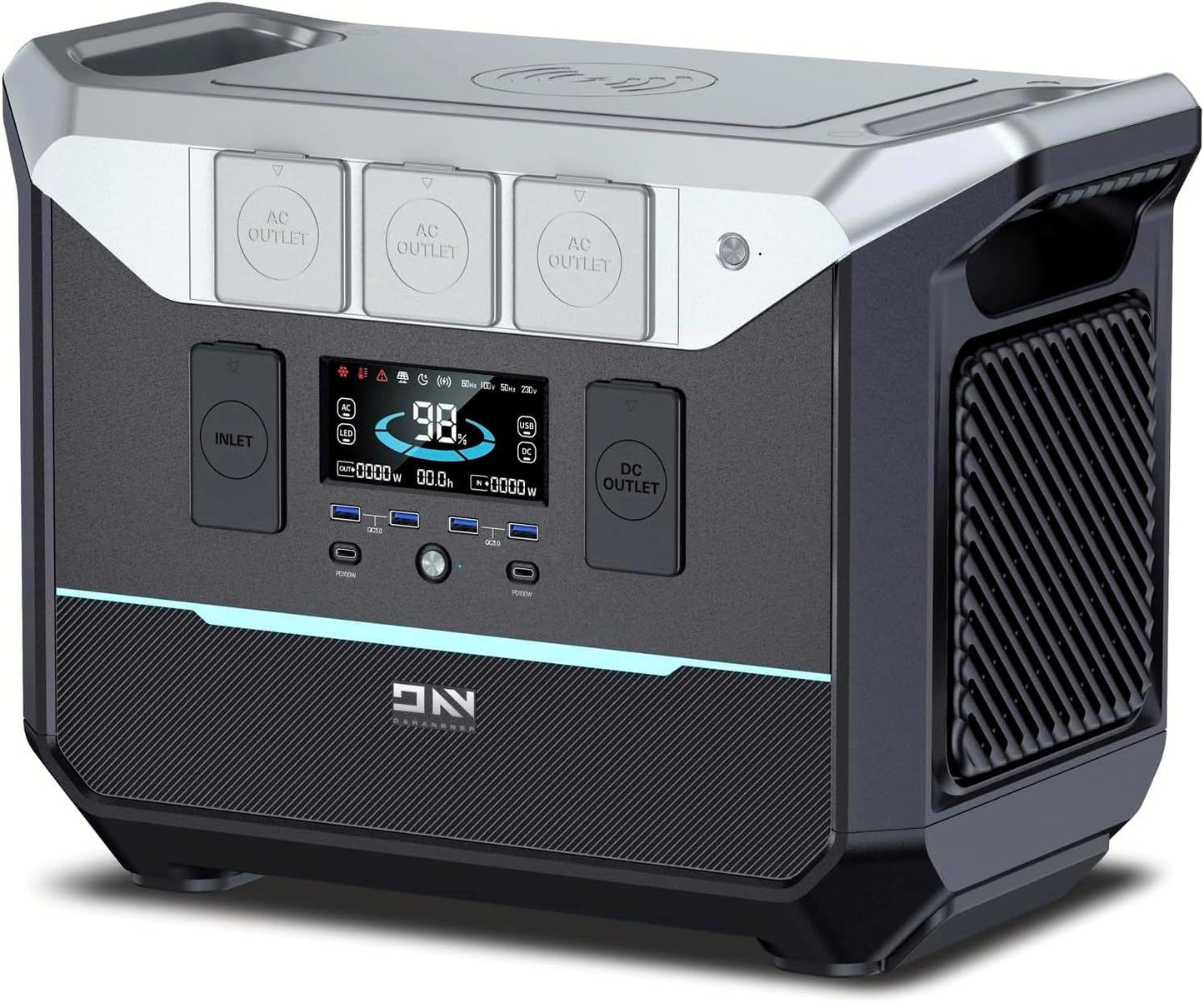 DARAN 2000W Portable Power Station - 1.8Hrs Fast Charging - 100W USB-C PD - Emergencies & Camping