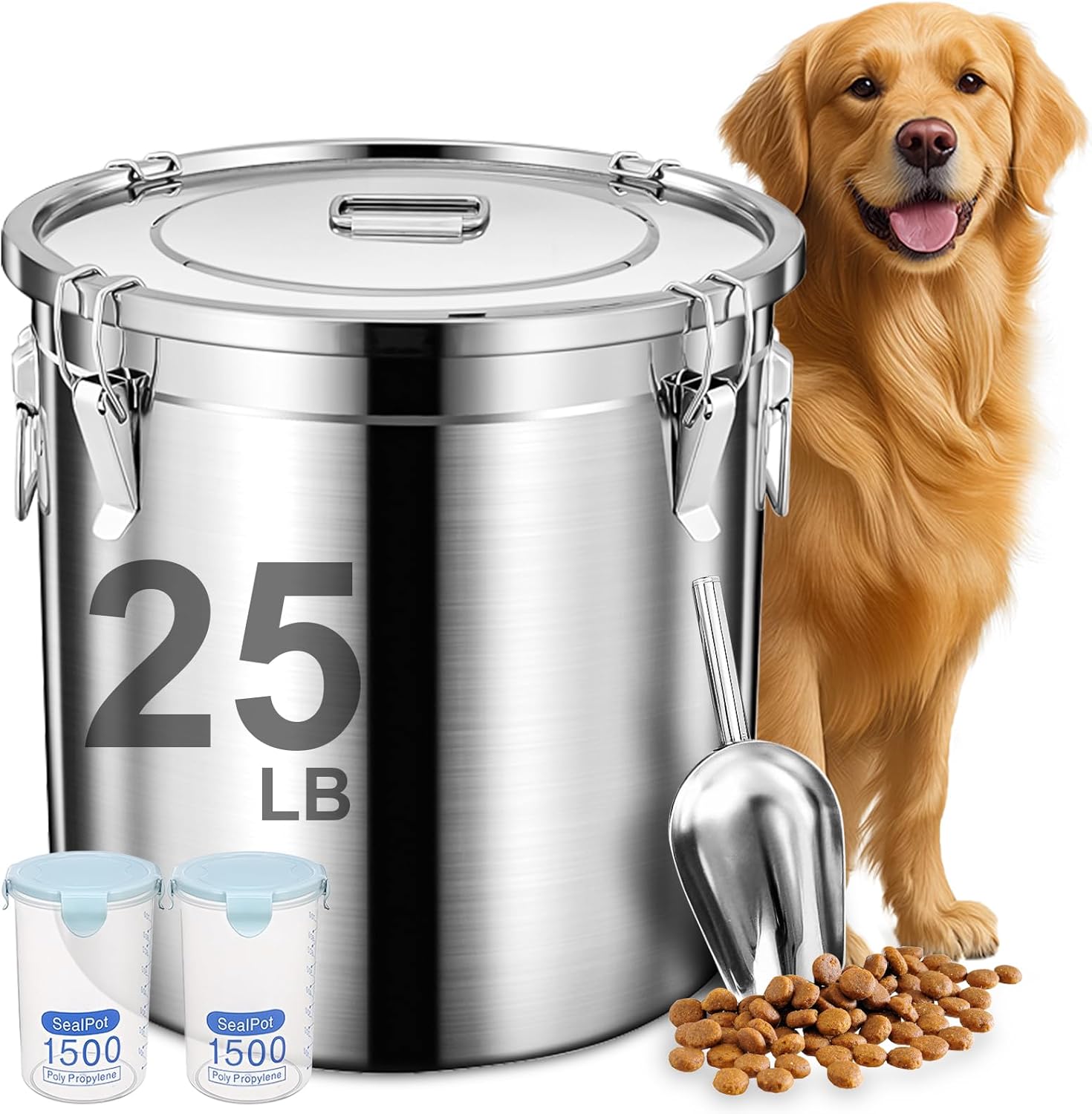 Large Stainless Steel Dog Food Storage Containers for Freshness