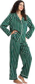 Womens Silk Satin Pajamas Set Button Down 2 Piece Pjs (Style VWZM)