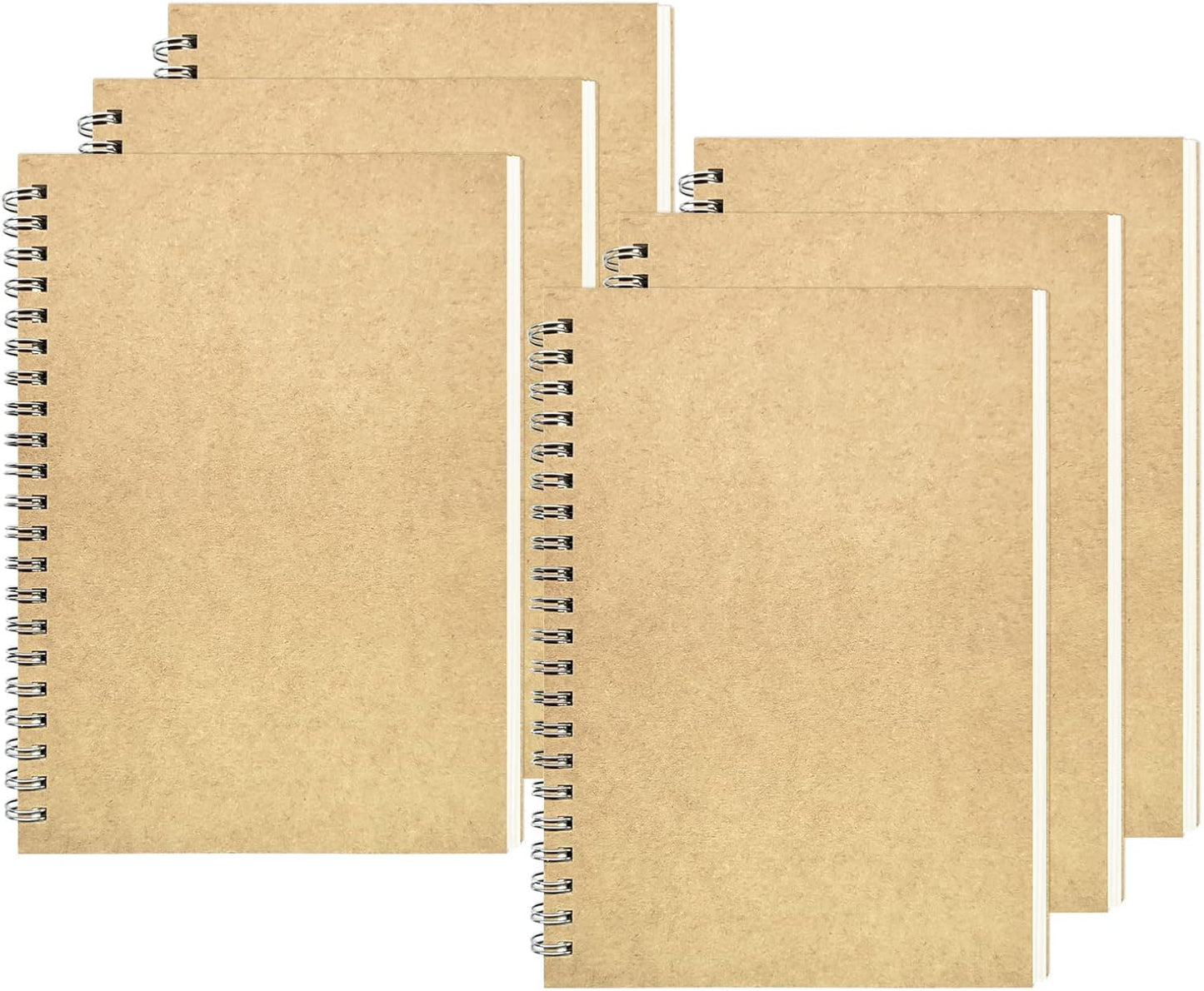 DSTELIN 6-Pack Sketch Notebooks, Soft Cover, 100 Pages, Brown