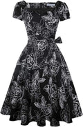 Girstunm Women's Classic Tea Dress Short Sleeve Swing - Versatile bow