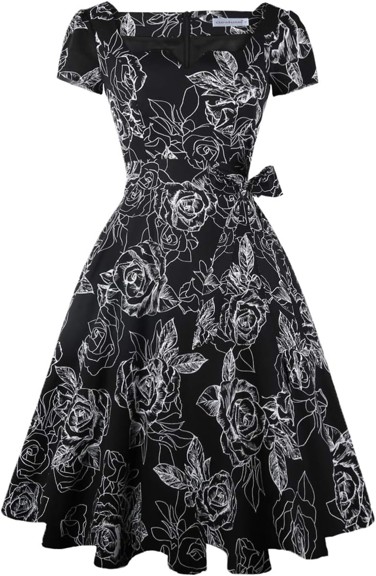 Girstunm Women's Classic Tea Dress with Pockets for Any Occasion