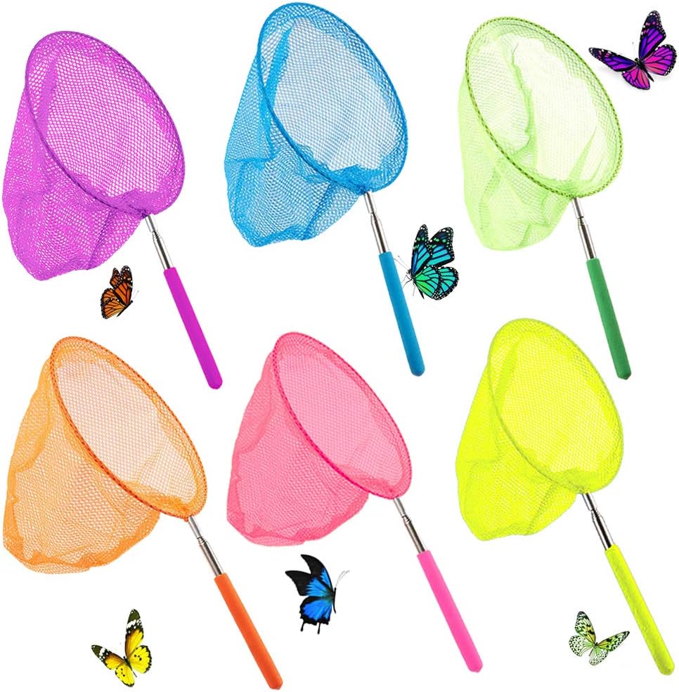 Shindel Telescopic Butterfly Nets - 6 Pack for Kids, Extends 6.5-34 | Bug Catching Made Fun!