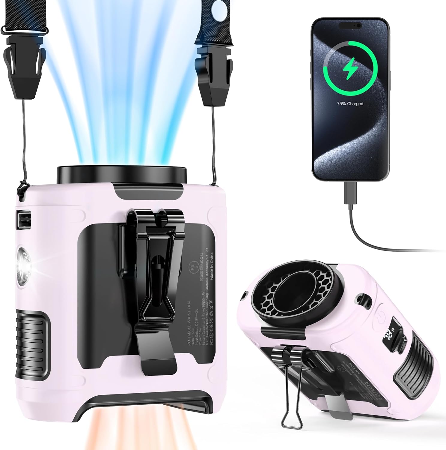 COMLIFE Hands-Free Waist Fan: 40H Cooling Power