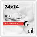 24x24 Picture Frame with Polished Plexiglass - White Square Frame