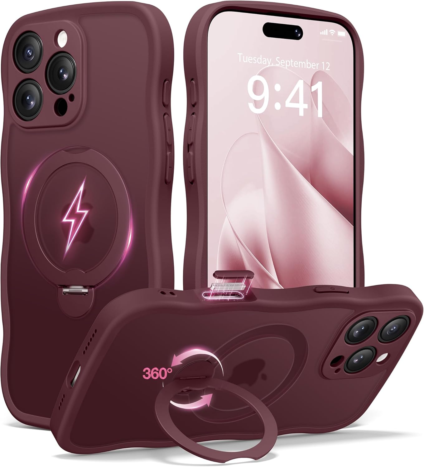 CAPRARO iPhone 16 Pro Case with 360 Spin Magnetic Stand