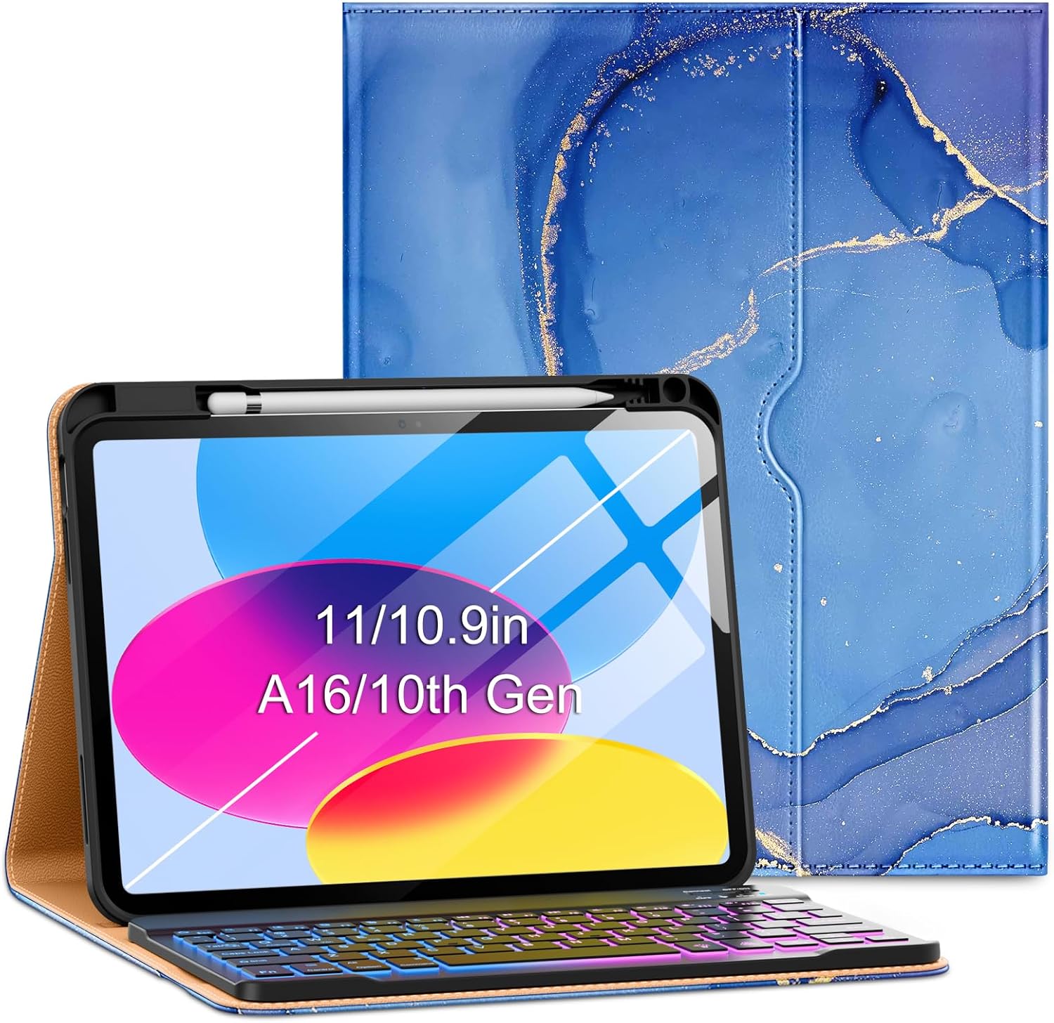 VIKESI Keyboard Case for iPad 11th Gen with Premium Leather