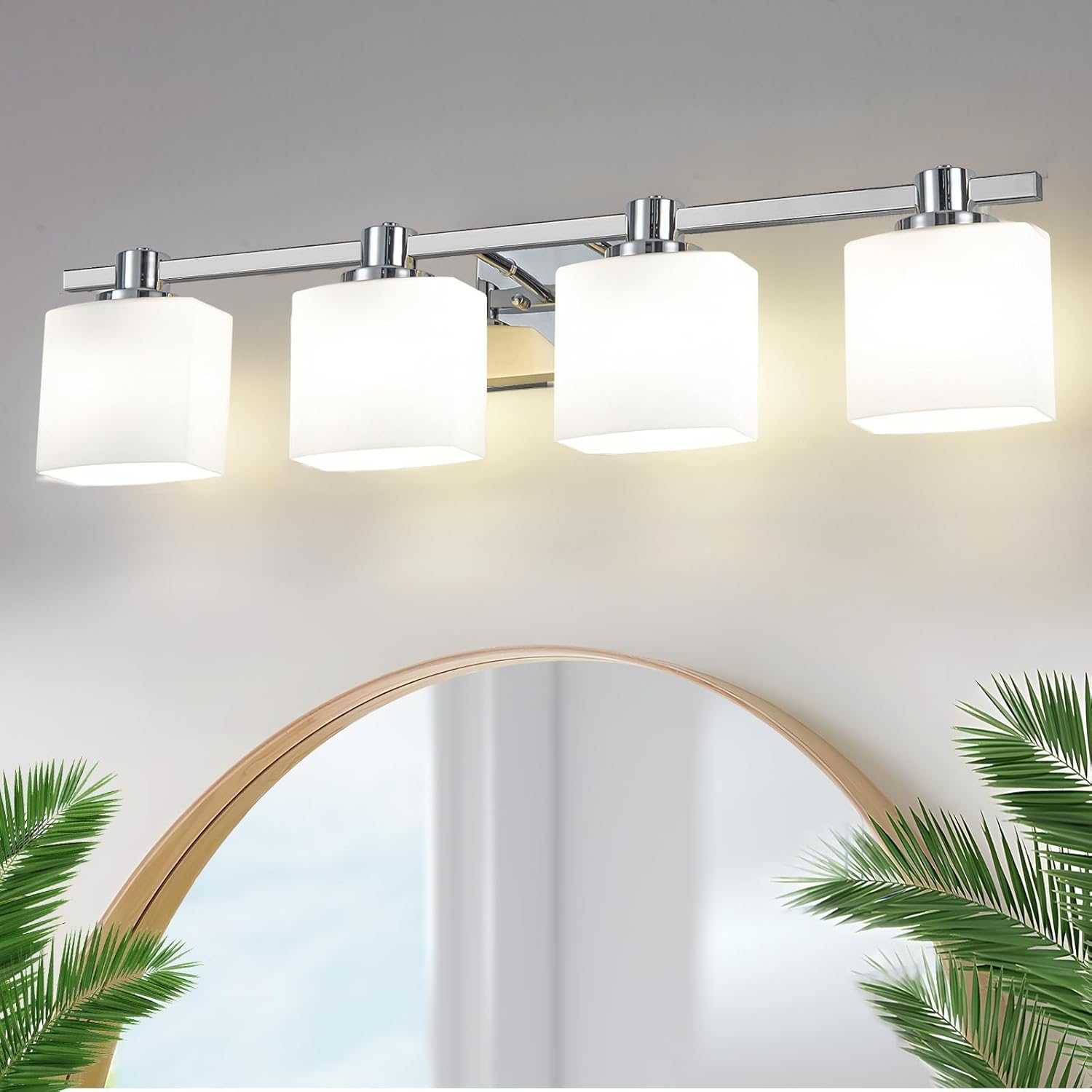 32 Inch Chrome Bathroom Light Fixtures for Modern Industrial Style
