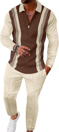UOUA Mens 2 Piece Track Suit 1/4 Zip Polo & Pants - Comfortable Fit