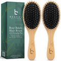 Boar Bristle Hair Brush - Smoothes & Detangles for All Hair Types