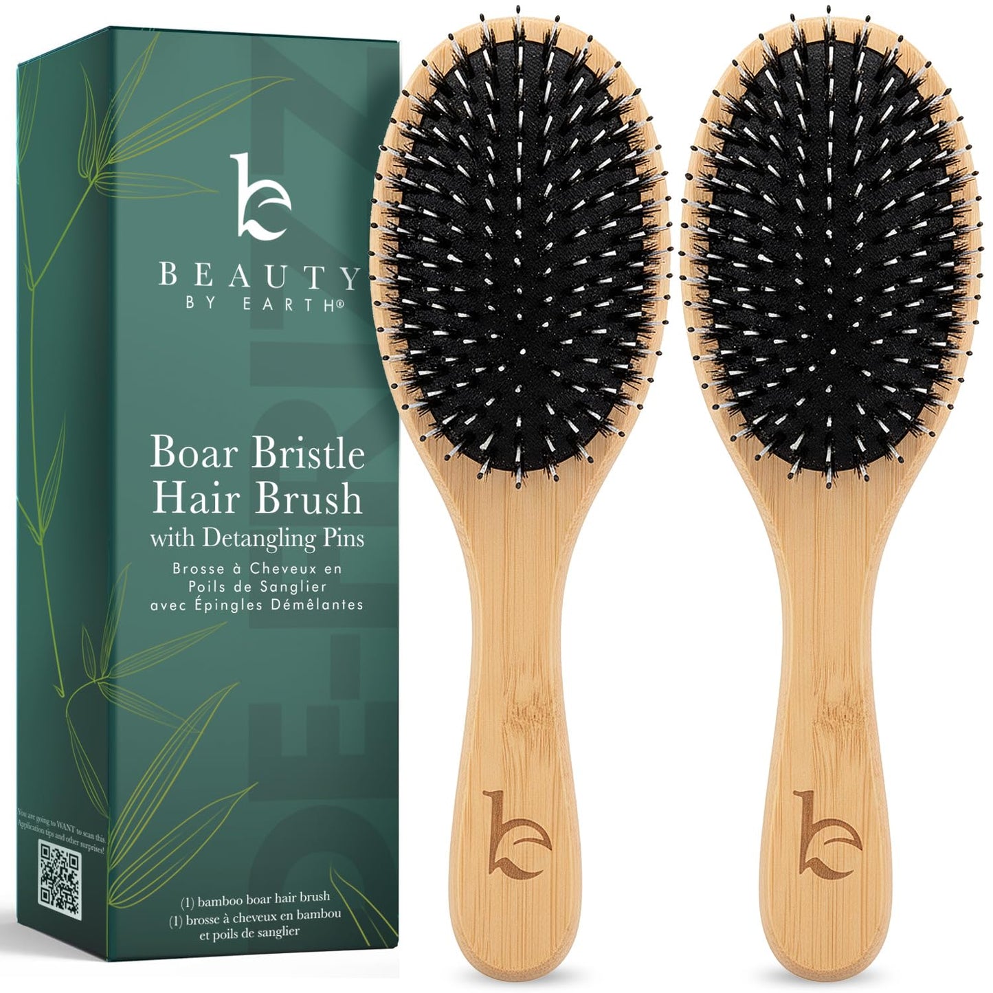 Boar Bristle Hair Brush for Smooth Detangling and Shine