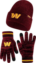 Ultra Game NFL Super Soft Marl Knit Winter Beanie & Touch Gloves