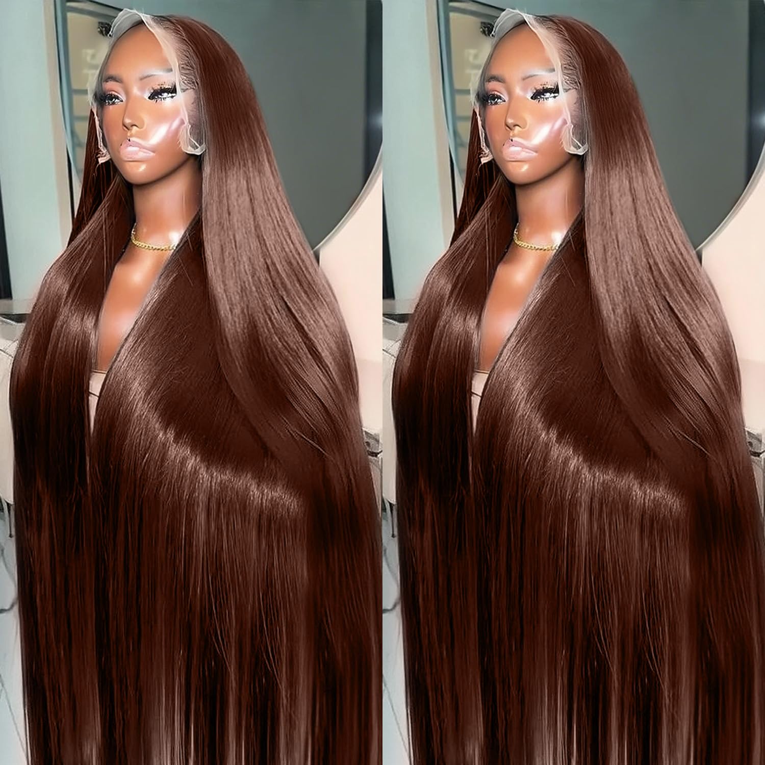 250% Density Chocolate Brown Lace Front Wigs for Women 32Inch