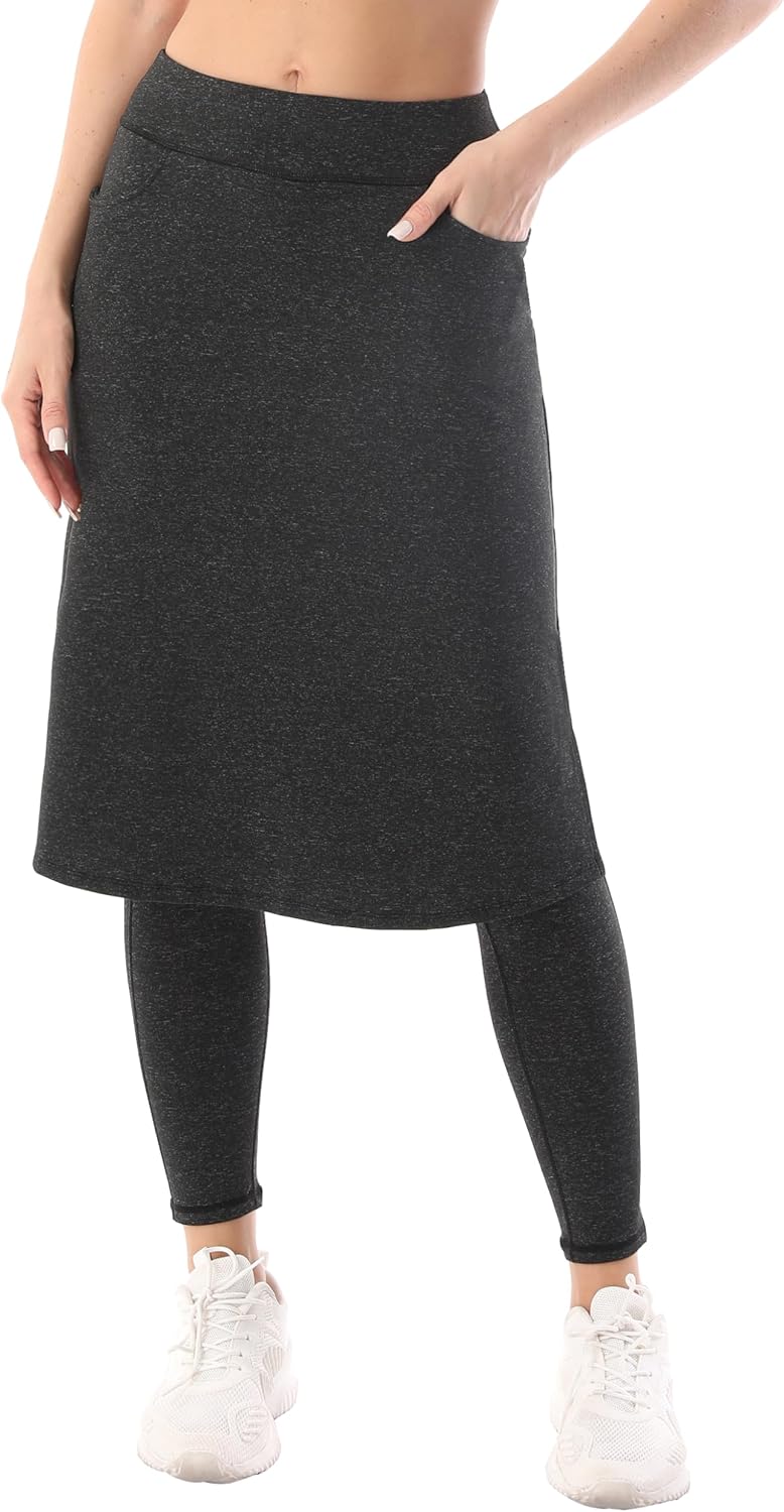 HOKOYI Women's Modest Long Skirt with Attached Leggings