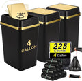 3 Pack 4 Gallon Trash Can with Lid - Slim Small Wastebaskets