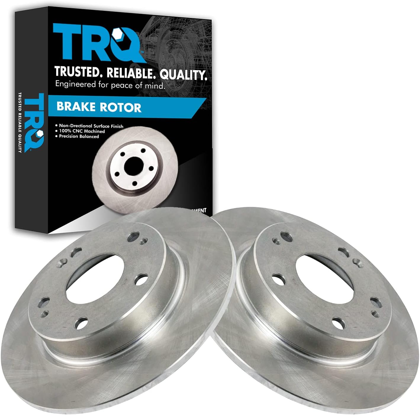 TRQ Rear Brake Rotors Set Solid for Honda Civic & Insight