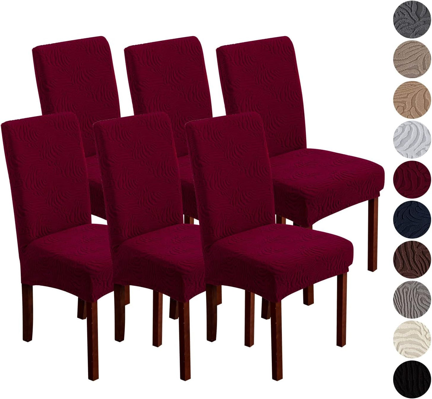 Dining Chair Covers for Dining Room Stretch Slipcovers in Wine Red