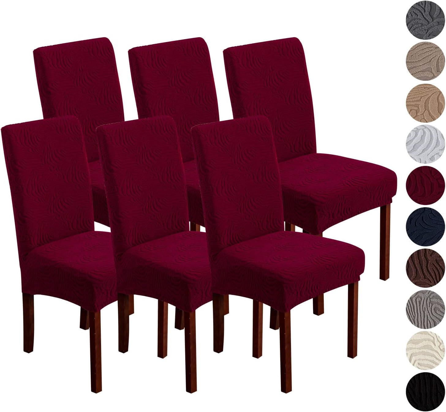 Dining Chair Covers for Dining Room Stretch Slipcovers in Wine Red