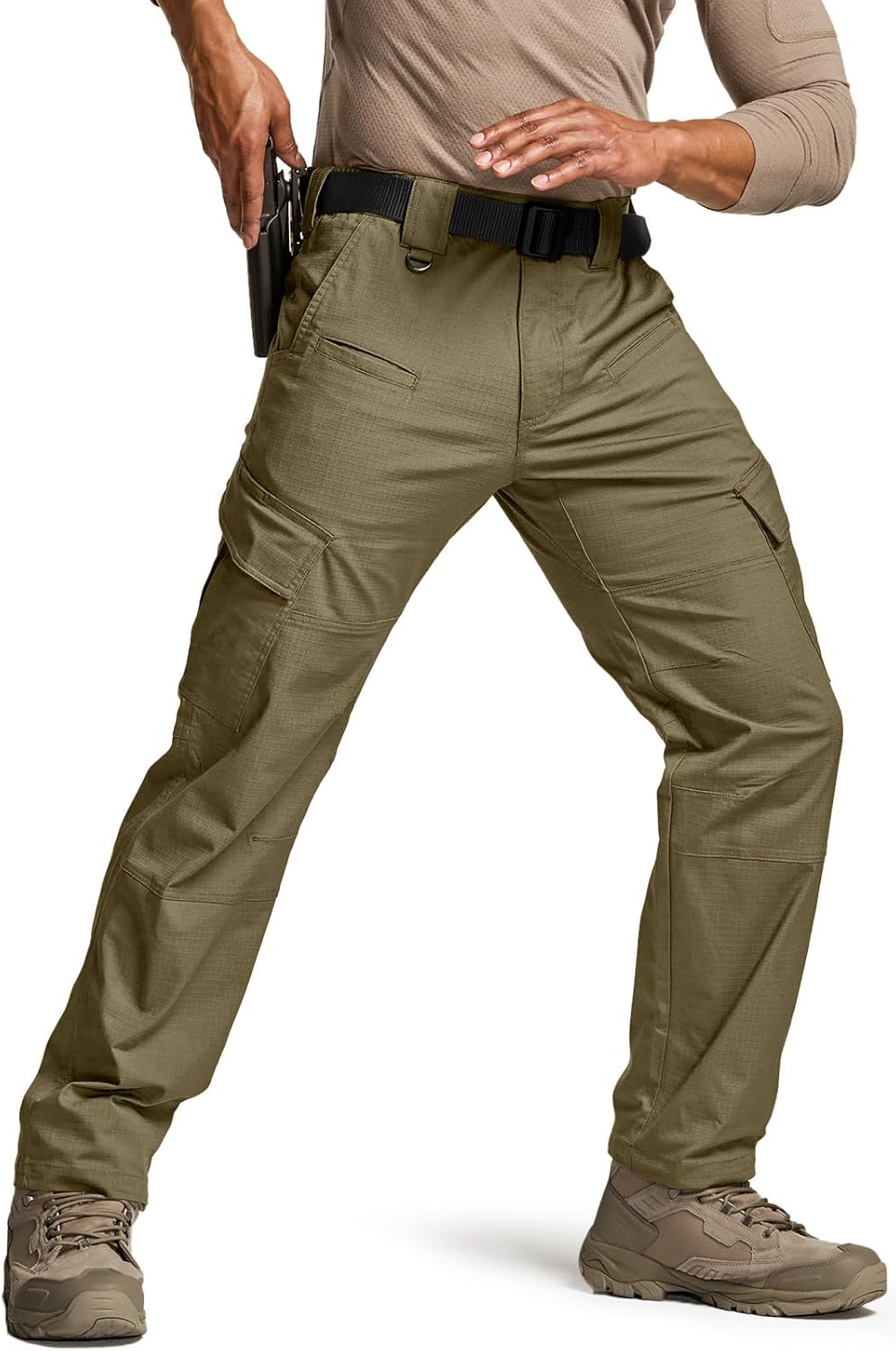 CQR Men's Flex Ripstop Tactical Pants for Outdoor Activities