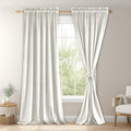 JIUZHEN Ivory Velvet Curtains 96 in Panels - Thermal Room Darkening