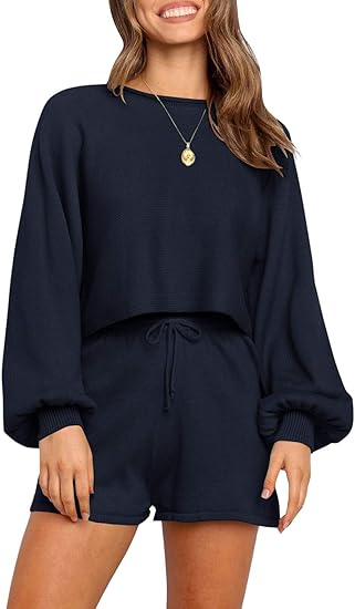 ZESICA Women's Casual Long Sleeve Knit Pullover Sweatsuit Set