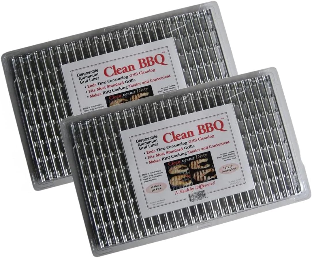 Disposable Aluminum Grill Liners Set of 24 Sheets for Easy Grilling