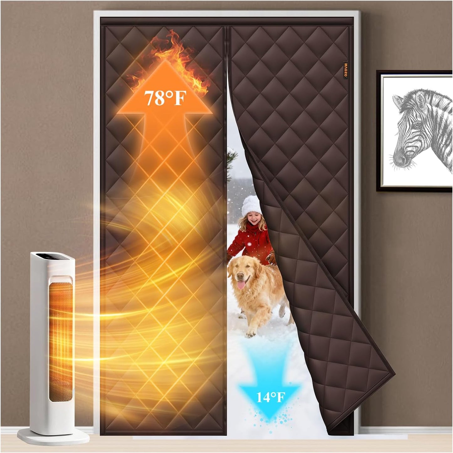 MAGZO Magnetic Thermal Insulated Door Curtain for Winter Use