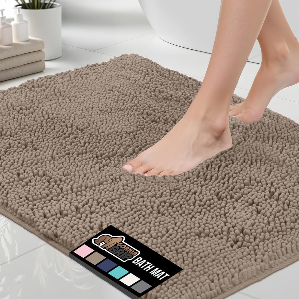 GORILLA GRIP Bath Rug Mat 42x24, Soft Absorbent Chenille