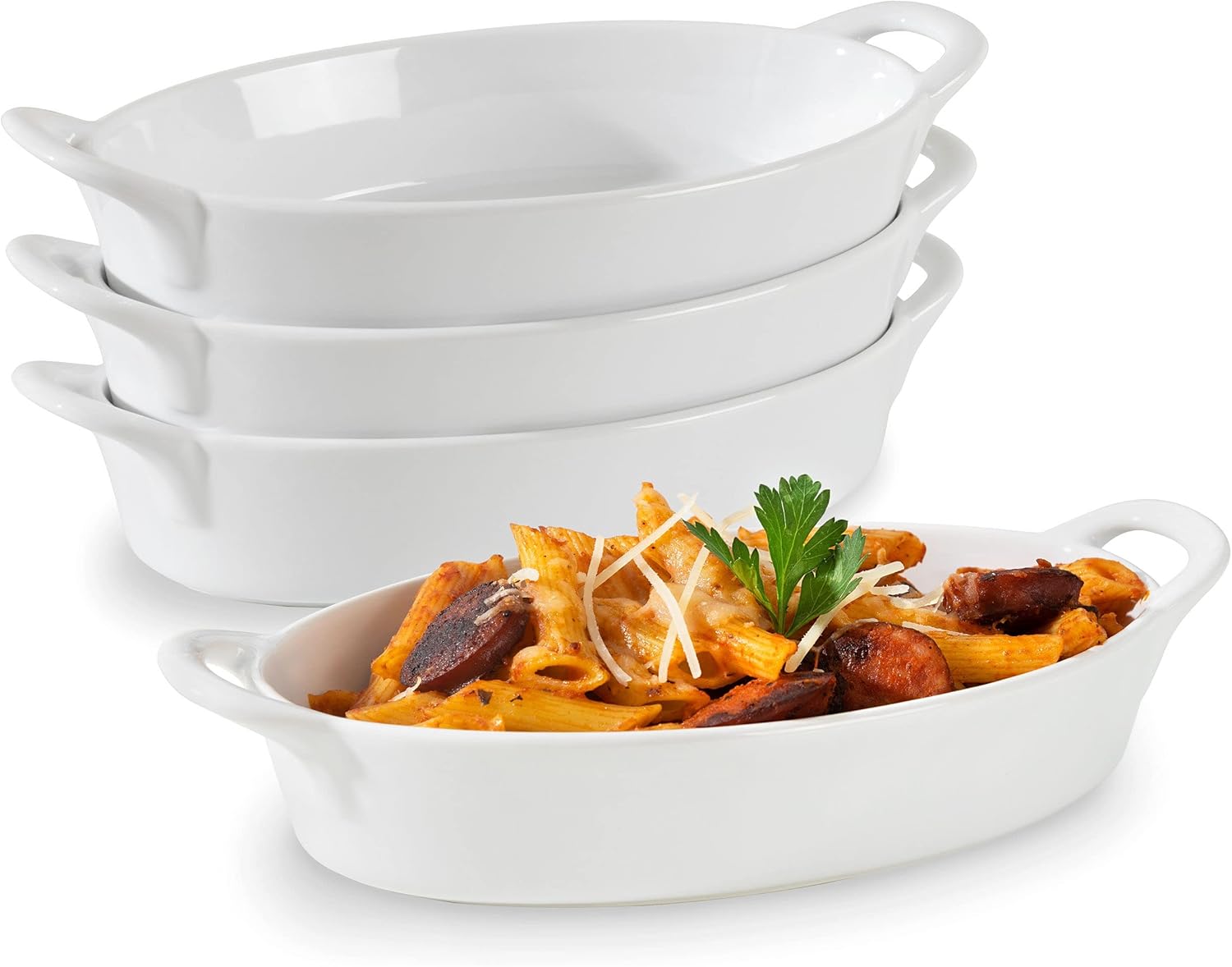 Oval Au Gratin Baking Dishes Set for Oven and Microwave Use