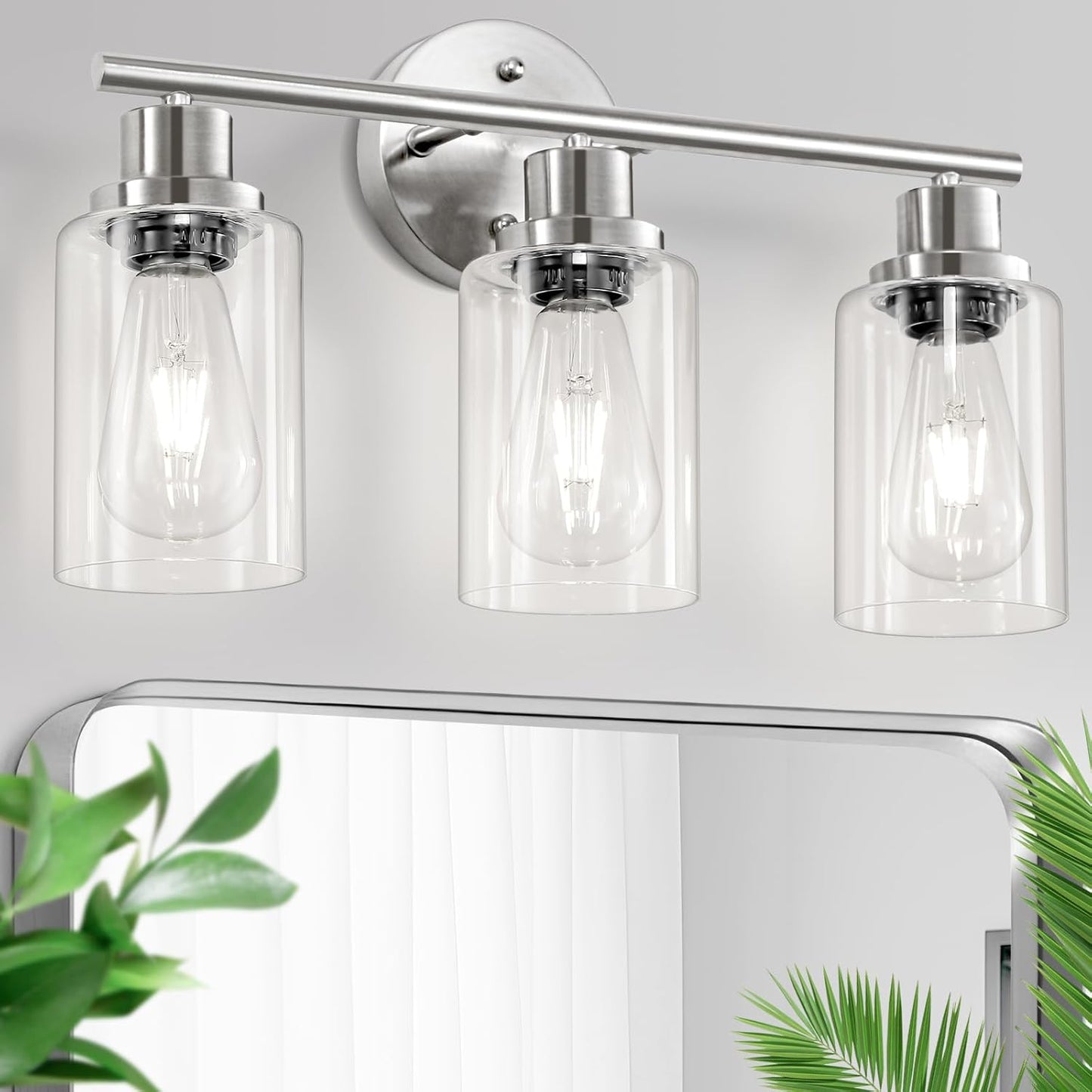 3-Light Brushed Nickel Vanity Lights for Modern Bathroom Decor