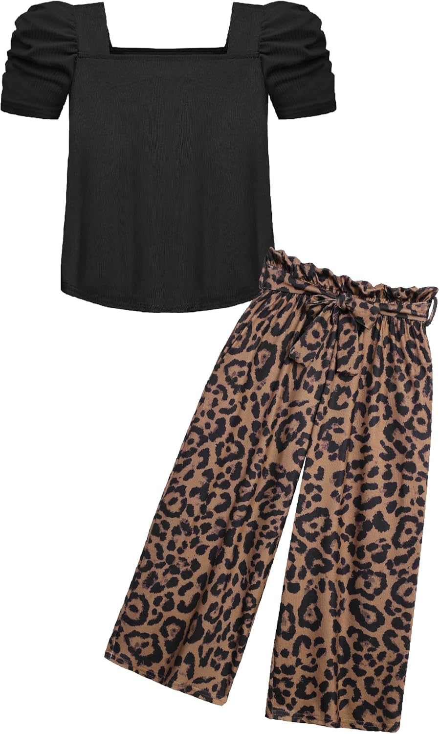 Arshiner Girls 2 Pieces Outfits with Puff Sleeve Tops & Pants