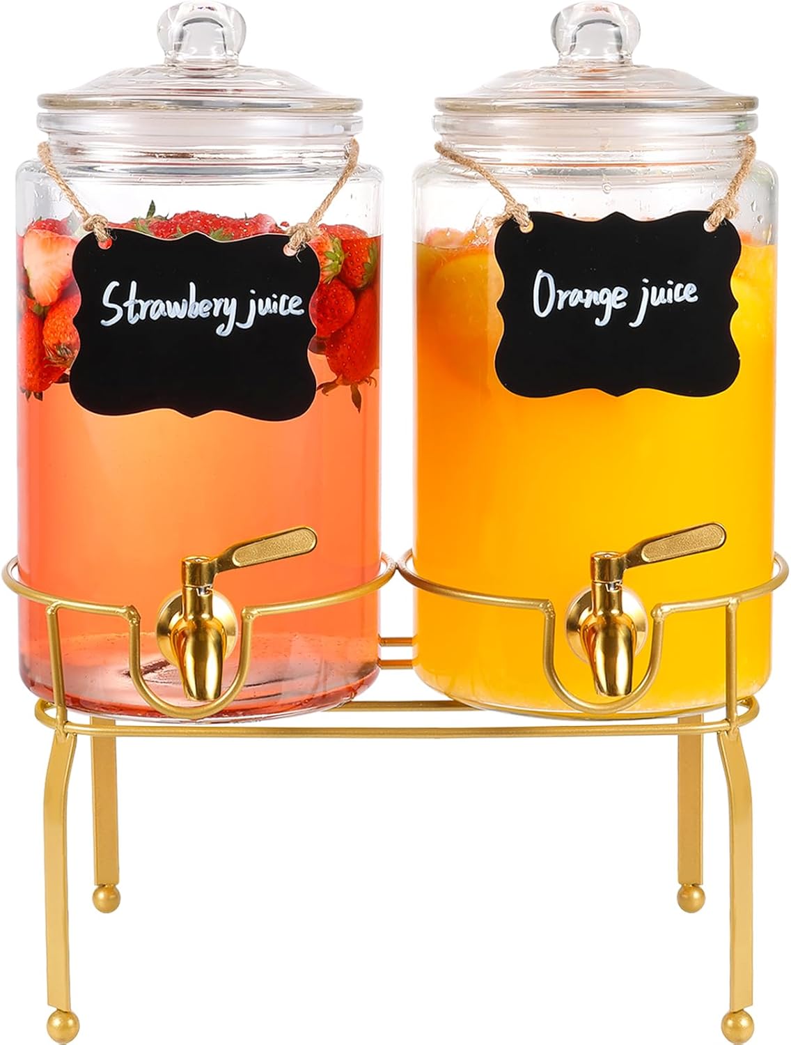 Elegant 1 Gallon Drink Dispensers for Parties, 2 Pack Set