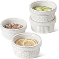 Ramekins 8 oz Set of 4 - Oven Safe Ceramic Ramekins with Lids