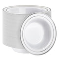 Goodluck 100 Pack Plastic Bowls with Silver Rim - Elegant Heavy Duty