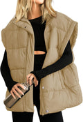 Ainangua Women's Puffer Vest Stand Collar Zipper - Lightweight Warm